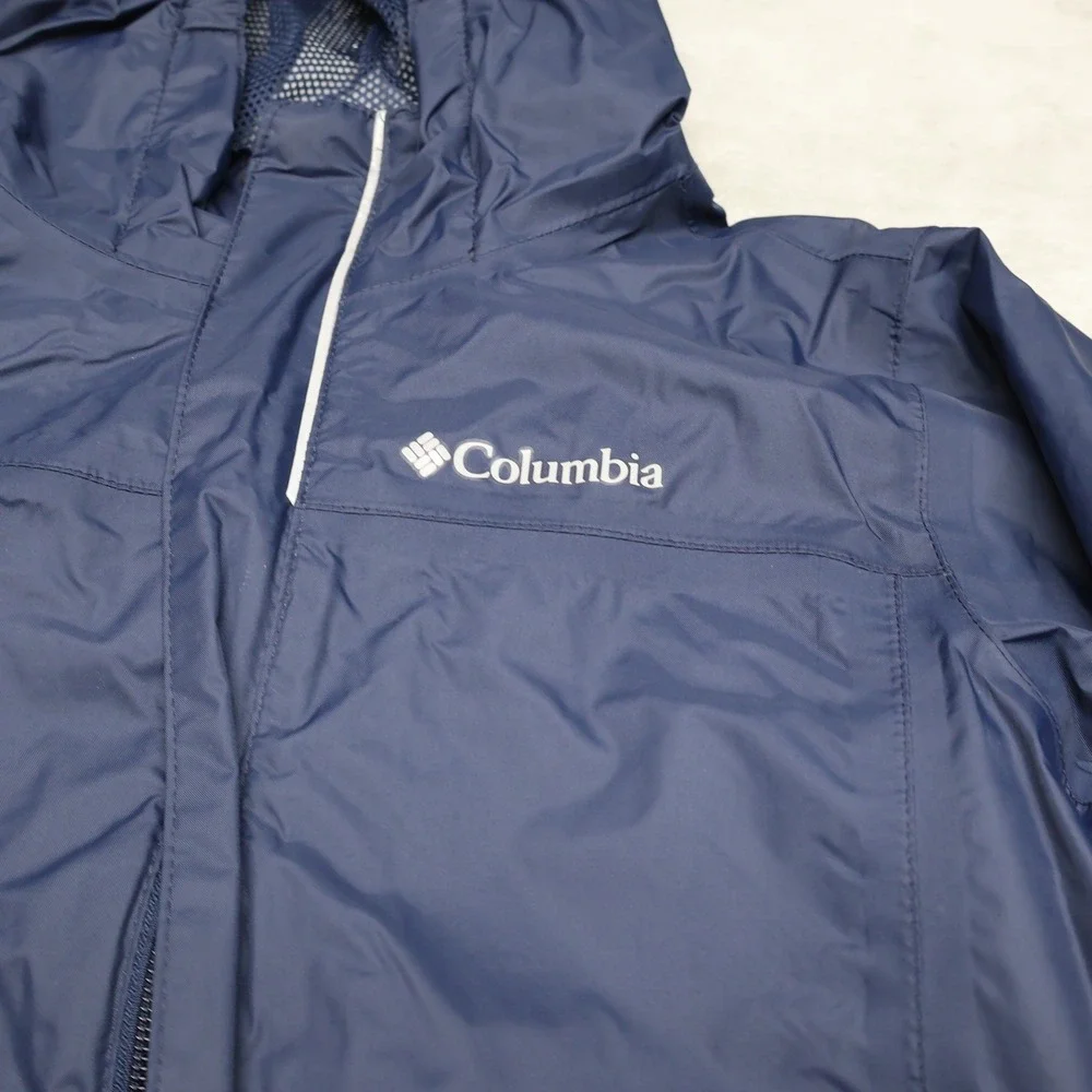 Columbia Jacket Boys Medium 10/12 Blue Watertight Rain Wind Waterproof Hooded